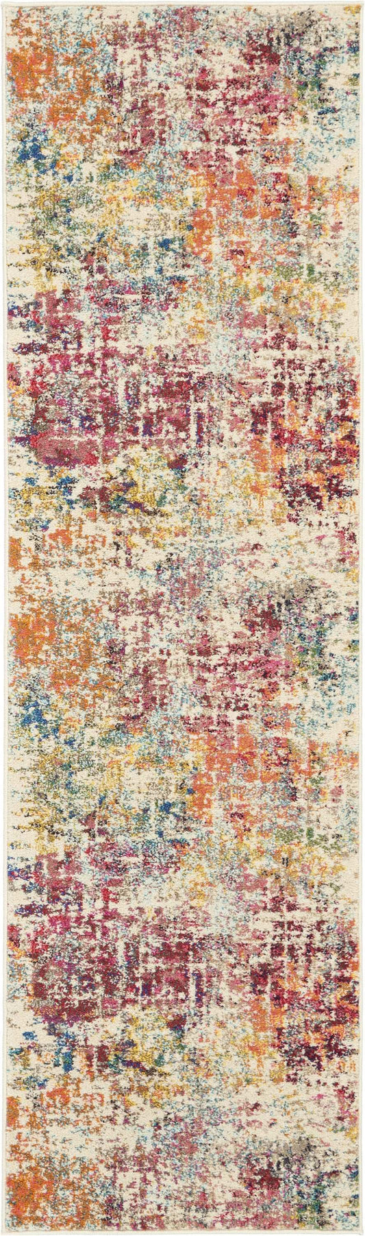 2' X 8' Pink Abstract Power Loom Distressed Non Skid Runner Rug - Homeroots - Flyclothing LLC