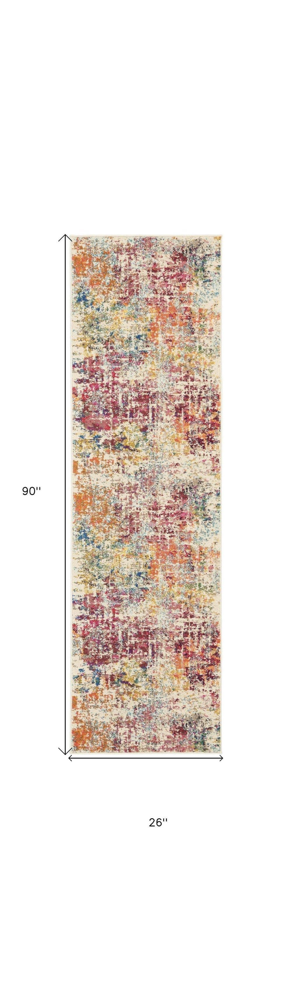 2' X 8' Pink Abstract Power Loom Distressed Non Skid Runner Rug - Homeroots - Flyclothing LLC