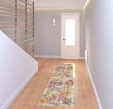 2' X 8' Pink Abstract Power Loom Distressed Non Skid Runner Rug - Homeroots - Flyclothing LLC