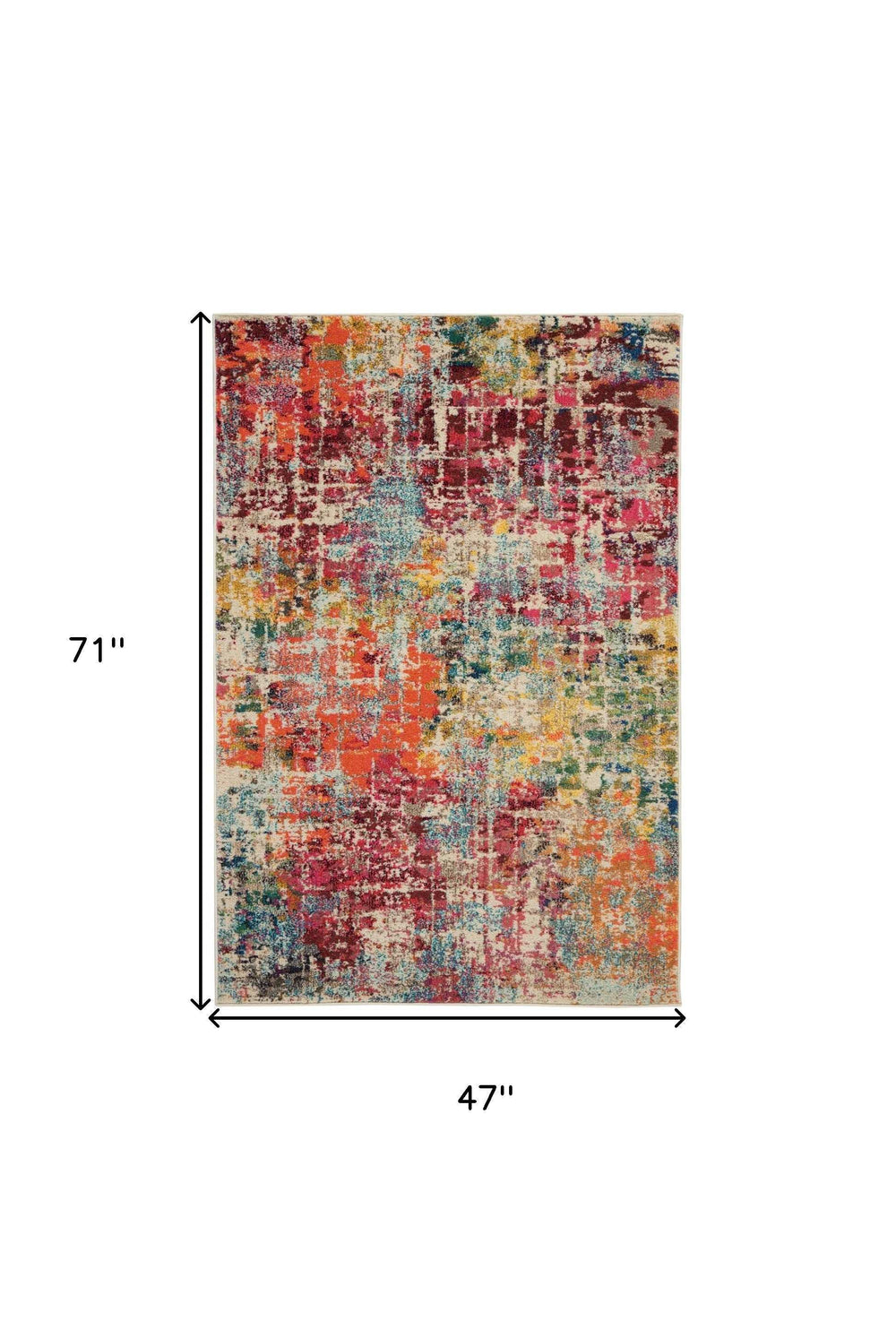 4' X 6' Pink Abstract Power Loom Distressed Non Skid Area Rug - Homeroots - Flyclothing LLC
