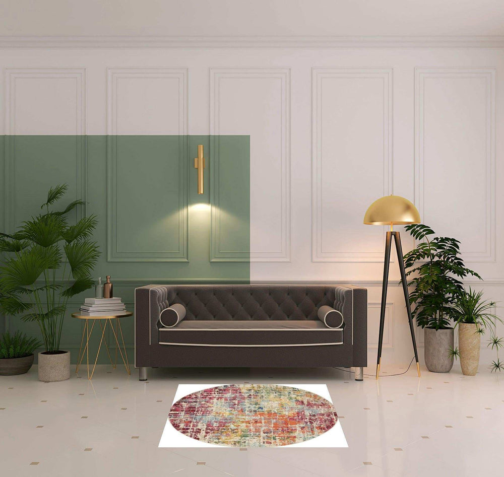 4' X 4' Pink Abstract Power Loom Distressed Non Skid Area Rug - Homeroots - Flyclothing LLC