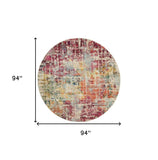8' X 8' Pink Round Abstract Power Loom Distressed Non Skid Area Rug - Homeroots - Flyclothing LLC