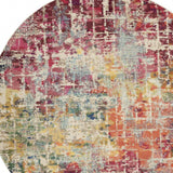 8' X 8' Pink Round Abstract Power Loom Distressed Non Skid Area Rug - Homeroots - Flyclothing LLC