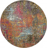 5' X 5' Sunset Round Abstract Power Loom Non Skid Area Rug - Homeroots - Flyclothing LLC