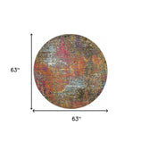 5' X 5' Sunset Round Abstract Power Loom Non Skid Area Rug - Homeroots - Flyclothing LLC