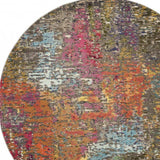 5' X 5' Sunset Round Abstract Power Loom Non Skid Area Rug - Homeroots - Flyclothing LLC