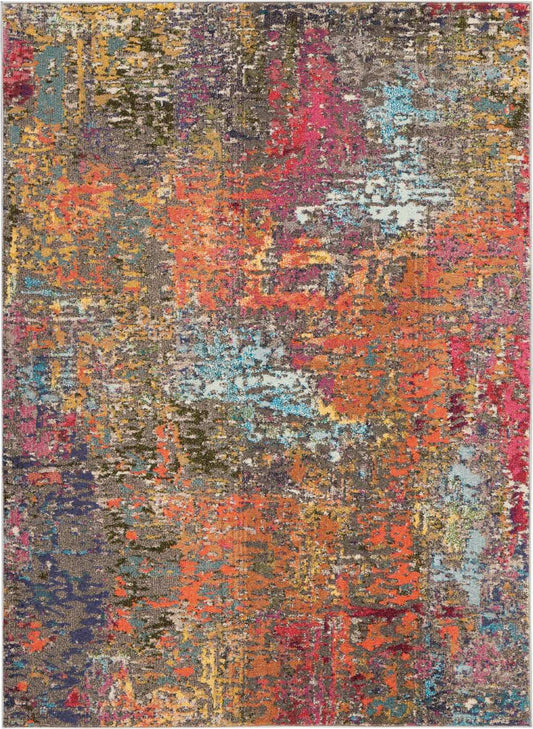 5' X 7' Sunset Abstract Power Loom Non Skid Area Rug - Homeroots - Flyclothing LLC