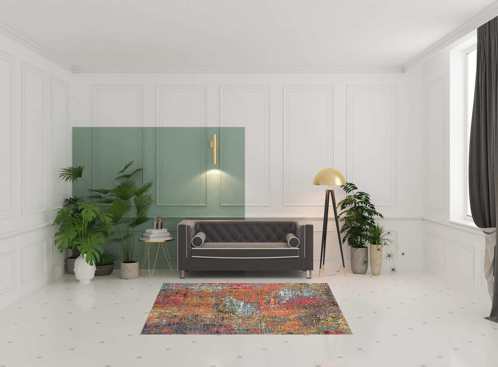 5' X 7' Sunset Abstract Power Loom Non Skid Area Rug - Homeroots - Flyclothing LLC