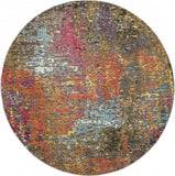 8' X 8' Sunset Round Abstract Power Loom Non Skid Area Rug - Homeroots - Flyclothing LLC