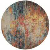 8' X 8' Multicolor Round Abstract Power Loom Non Skid Area Rug - Homeroots - Flyclothing LLC