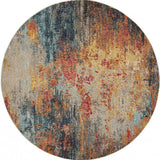 8' X 8' Multicolor Round Abstract Power Loom Non Skid Area Rug - Homeroots - Flyclothing LLC