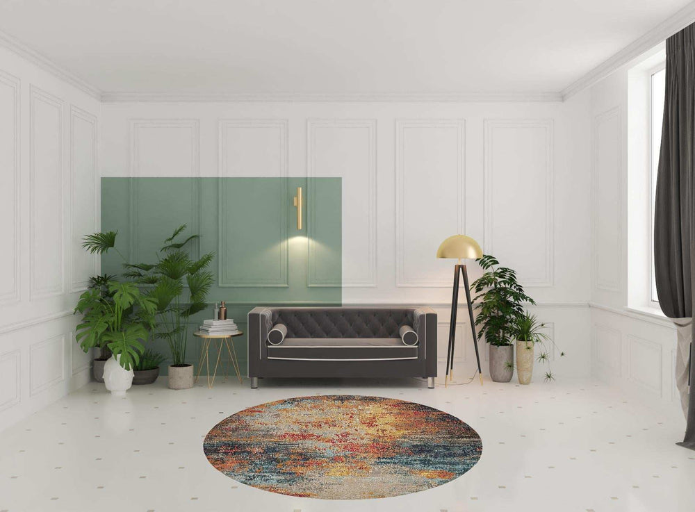 8' X 8' Multicolor Round Abstract Power Loom Non Skid Area Rug - Homeroots - Flyclothing LLC