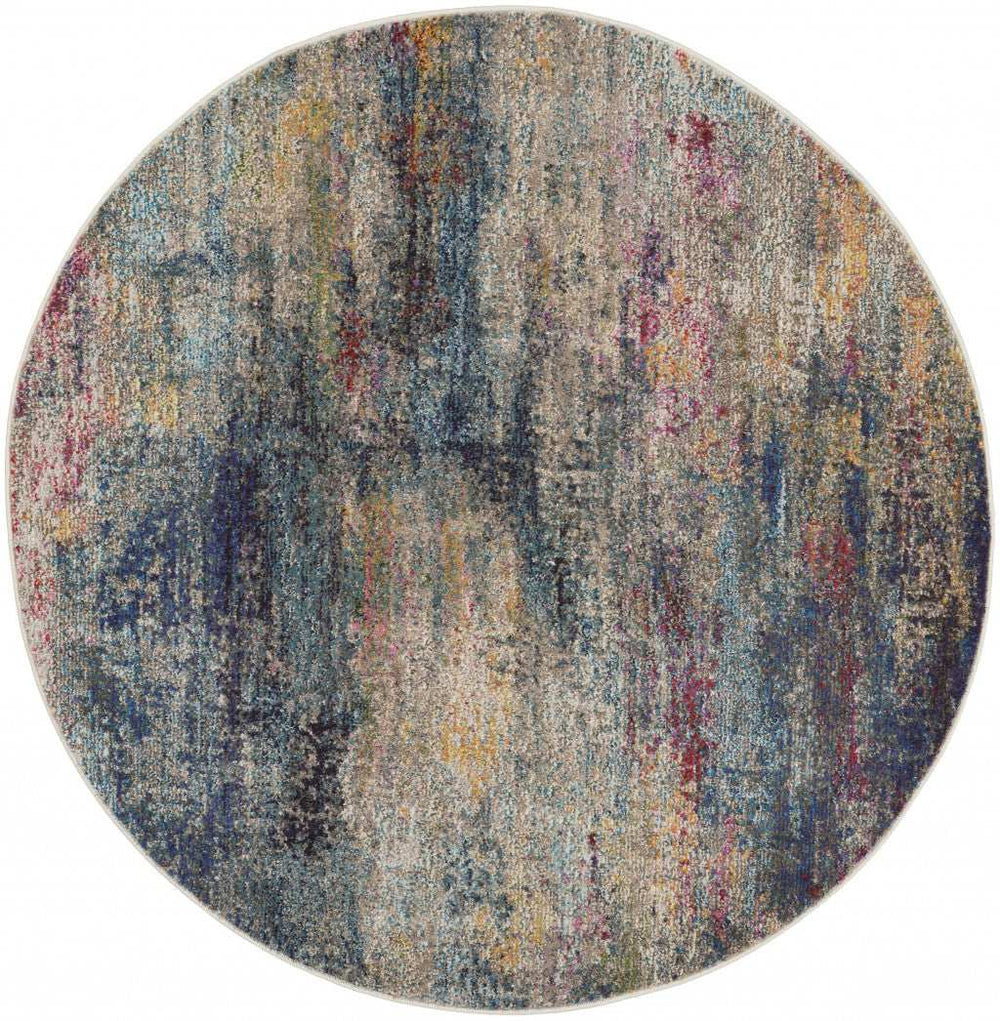 4' X 4' Multicolor Round Abstract Power Loom Non Skid Area Rug - Homeroots - Flyclothing LLC