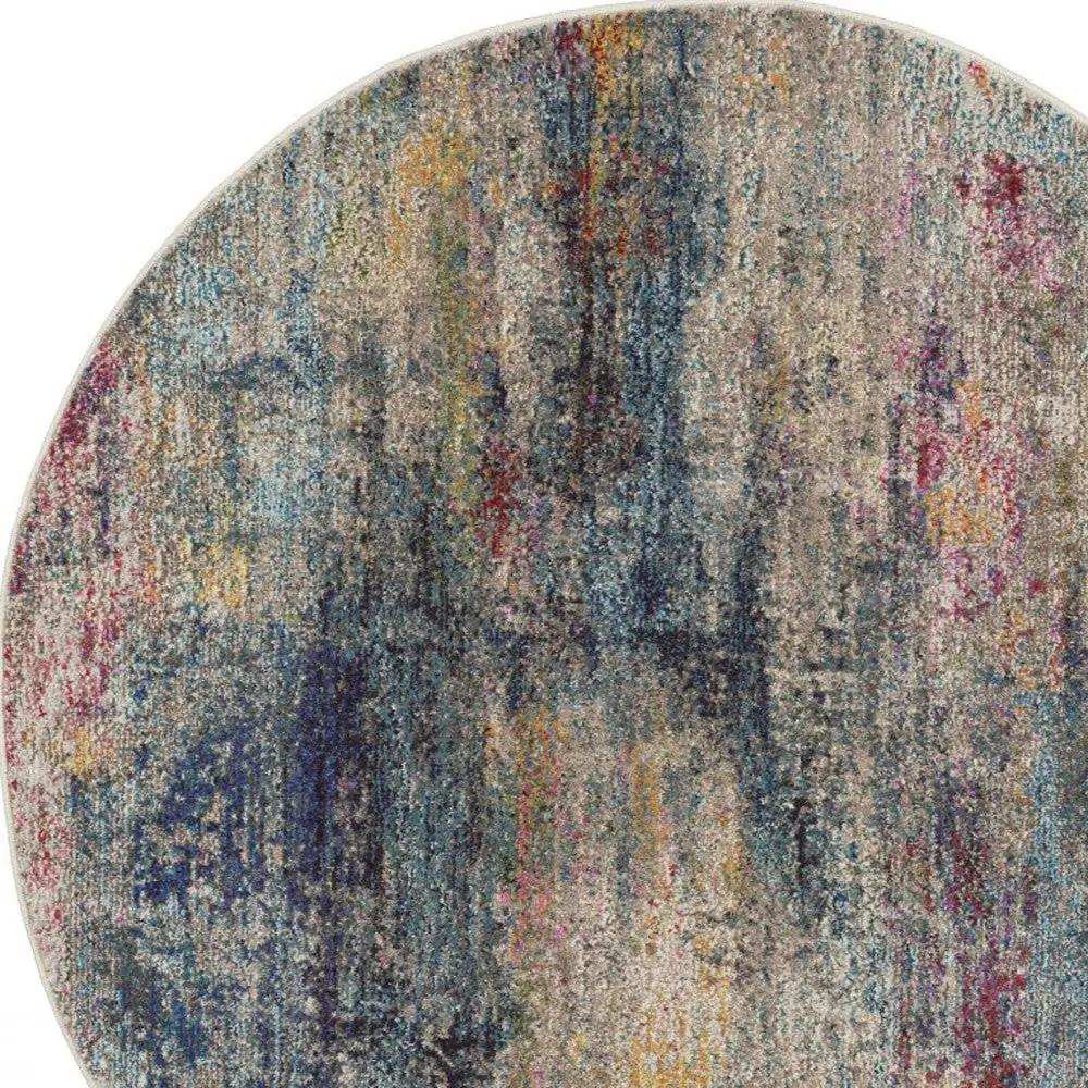 4' X 4' Multicolor Round Abstract Power Loom Non Skid Area Rug - Homeroots - Flyclothing LLC