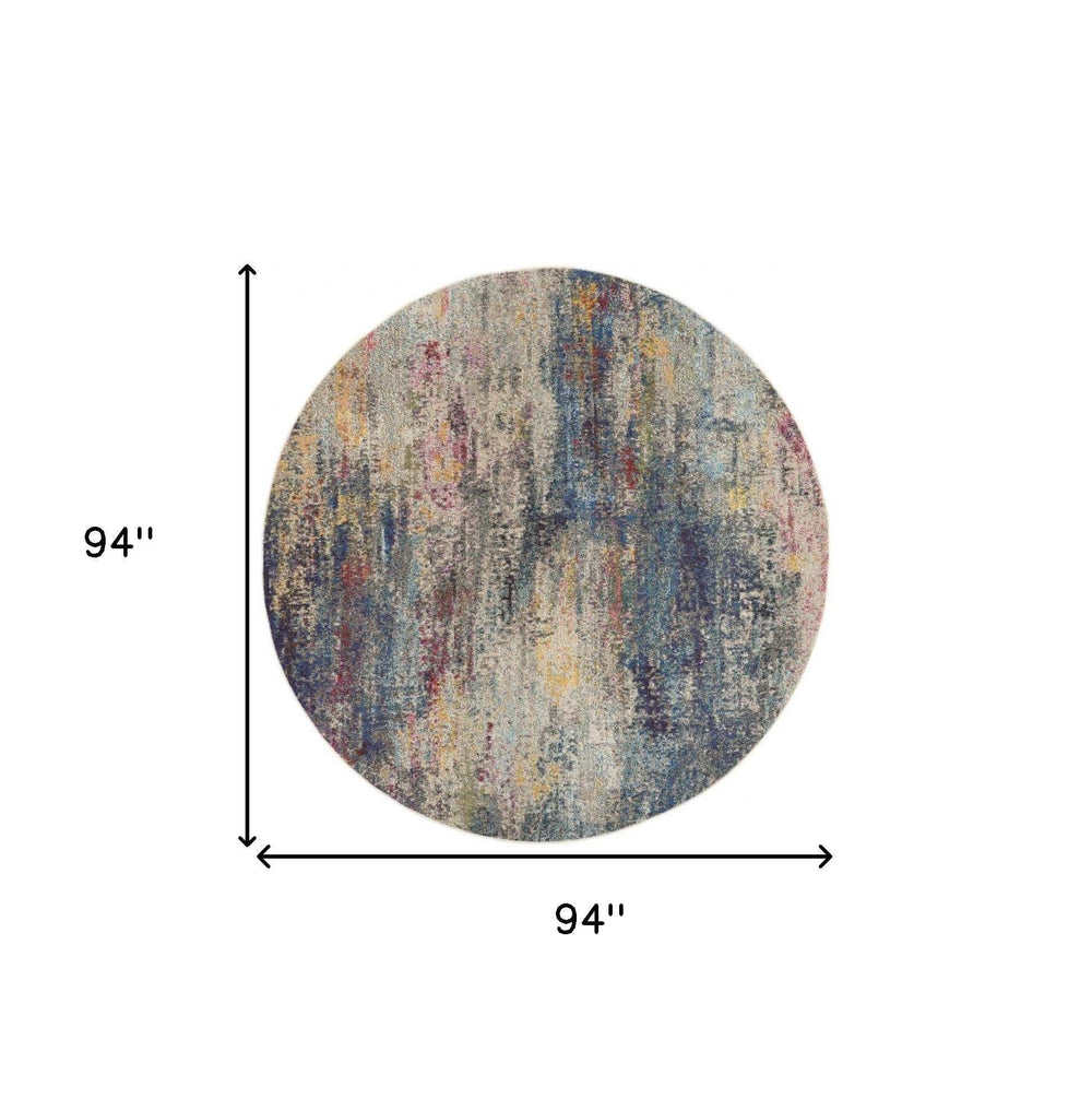 8' X 8' Multicolor Round Abstract Power Loom Non Skid Area Rug - Homeroots - Flyclothing LLC