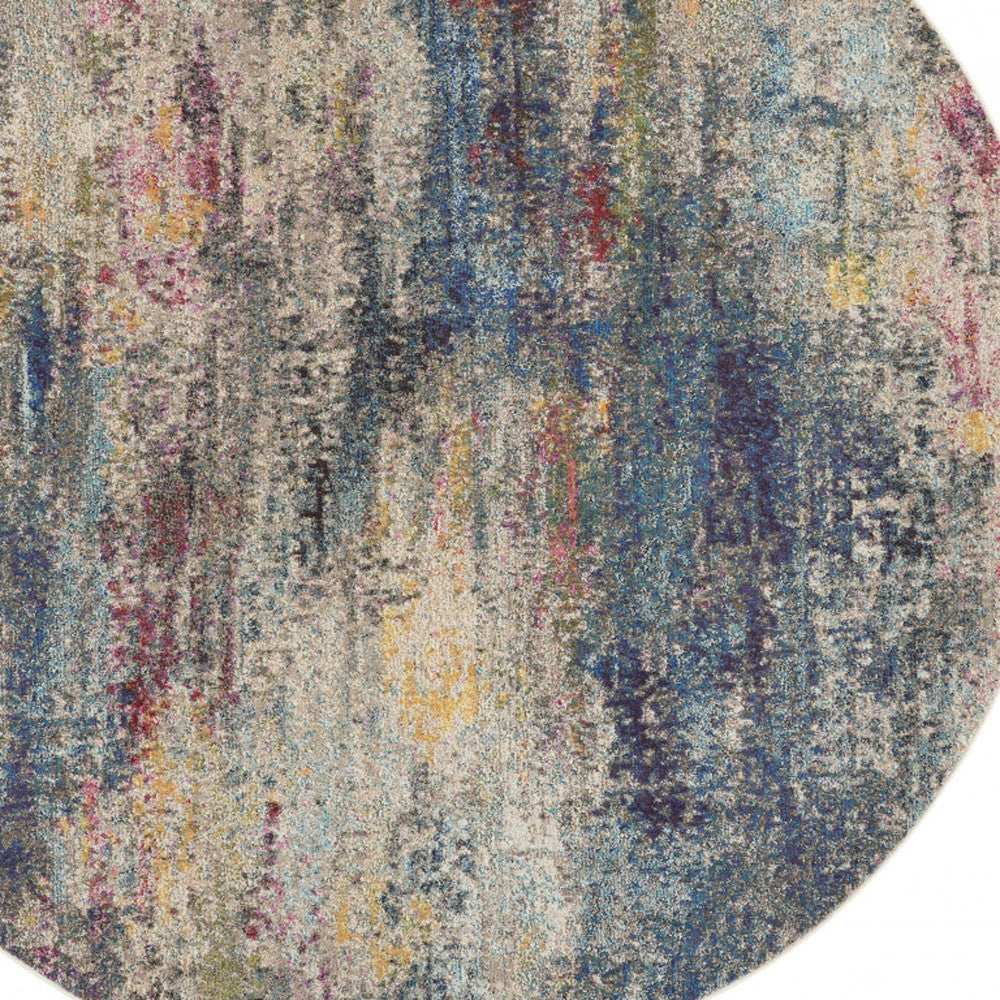 8' X 8' Multicolor Round Abstract Power Loom Non Skid Area Rug - Homeroots - Flyclothing LLC