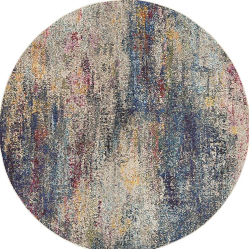 8' X 8' Multicolor Round Abstract Power Loom Non Skid Area Rug - Homeroots - Flyclothing LLC