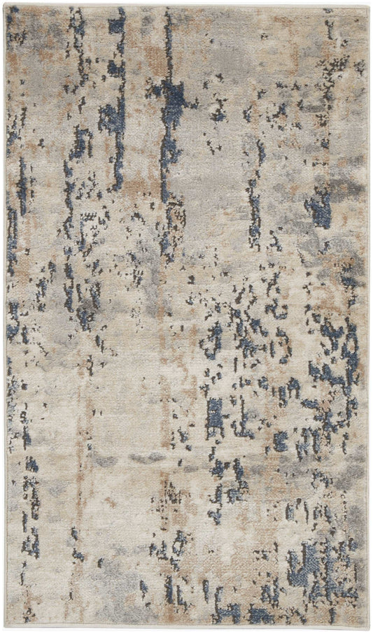 2' X 4' Beige And Grey Abstract Power Loom Non Skid Area Rug - Homeroots - Flyclothing LLC