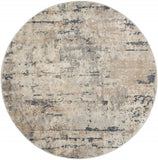 5' X 5' Beige And Grey Round Abstract Power Loom Non Skid Area Rug - Homeroots - Flyclothing LLC