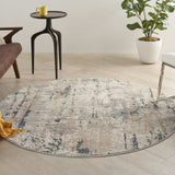 5' X 5' Beige And Grey Round Abstract Power Loom Non Skid Area Rug - Homeroots - Flyclothing LLC