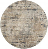8' X 8' Beige And Grey Round Abstract Power Loom Non Skid Area Rug - Homeroots - Flyclothing LLC