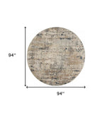 8' X 8' Beige And Grey Round Abstract Power Loom Non Skid Area Rug - Homeroots - Flyclothing LLC