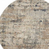 8' X 8' Beige And Grey Round Abstract Power Loom Non Skid Area Rug - Homeroots - Flyclothing LLC