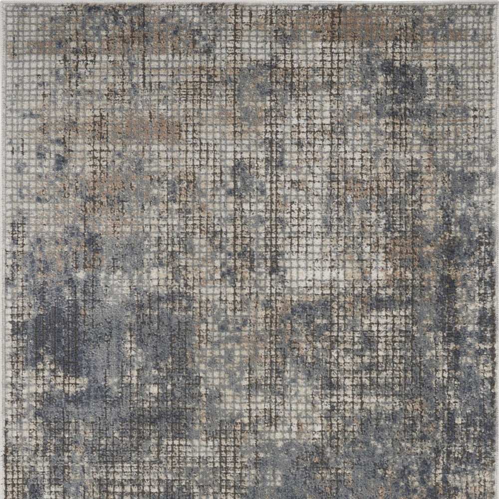 3' X 5' Blue And Beige Abstract Power Loom Distressed Non Skid Area Rug - Homeroots - Flyclothing LLC