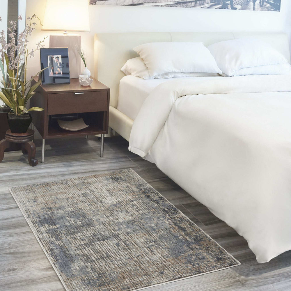 3' X 5' Blue And Beige Abstract Power Loom Distressed Non Skid Area Rug - Homeroots - Flyclothing LLC