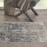 2' X 4' Blue And Beige Abstract Power Loom Distressed Non Skid Area Rug - Homeroots - Flyclothing LLC