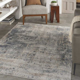 5' X 7' Blue And Beige Abstract Power Loom Distressed Non Skid Area Rug - Homeroots - Flyclothing LLC