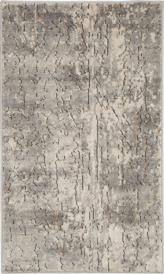 2' X 4' Beige And Grey Abstract Power Loom Non Skid Area Rug - Homeroots - Flyclothing LLC