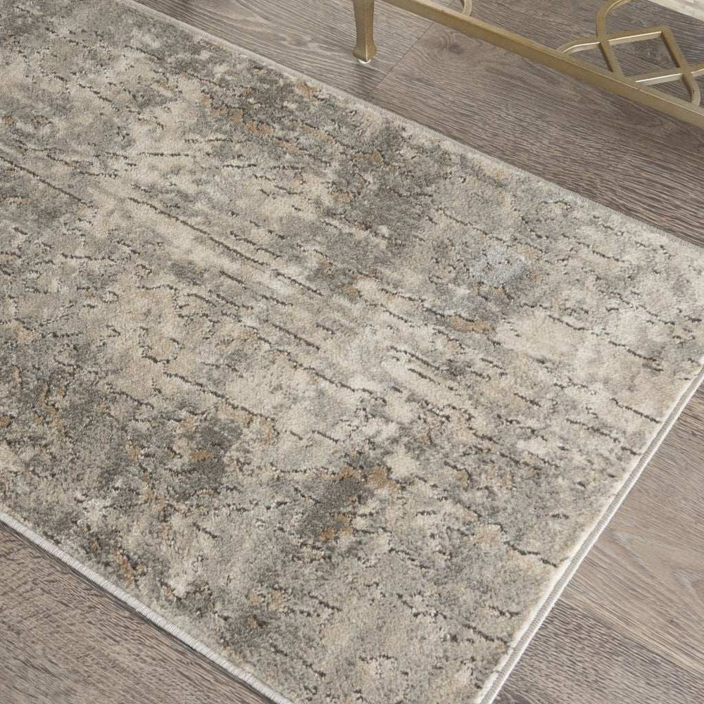 2' X 4' Beige And Grey Abstract Power Loom Non Skid Area Rug - Homeroots - Flyclothing LLC