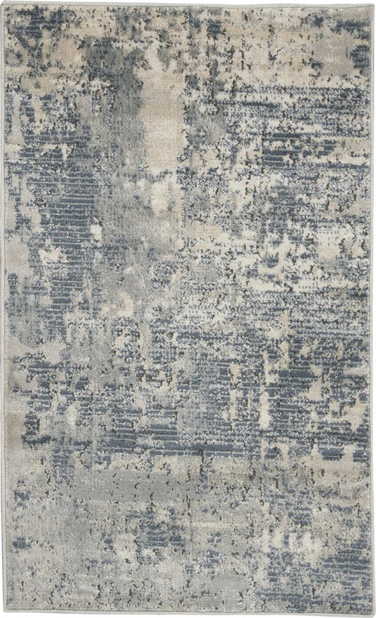 2' X 4' Grey And Beige Abstract Power Loom Non Skid Area Rug - Homeroots - Flyclothing LLC