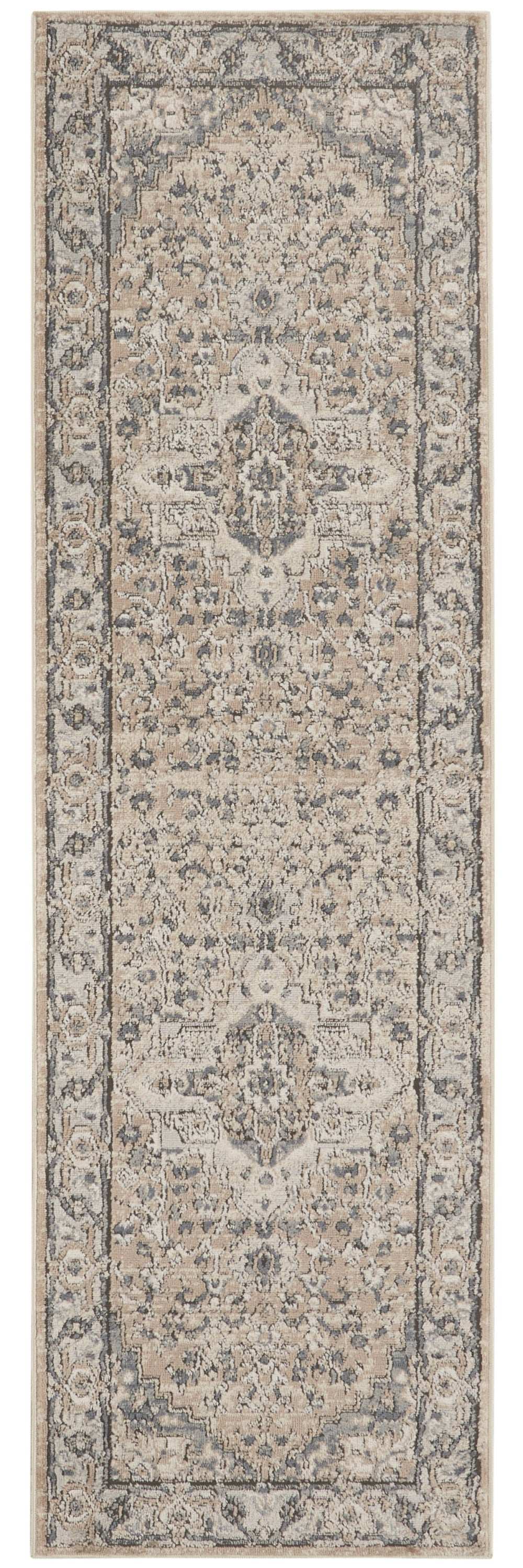 2' X 8' Beige And Grey Oriental Power Loom Non Skid Runner Rug - Homeroots - Flyclothing LLC