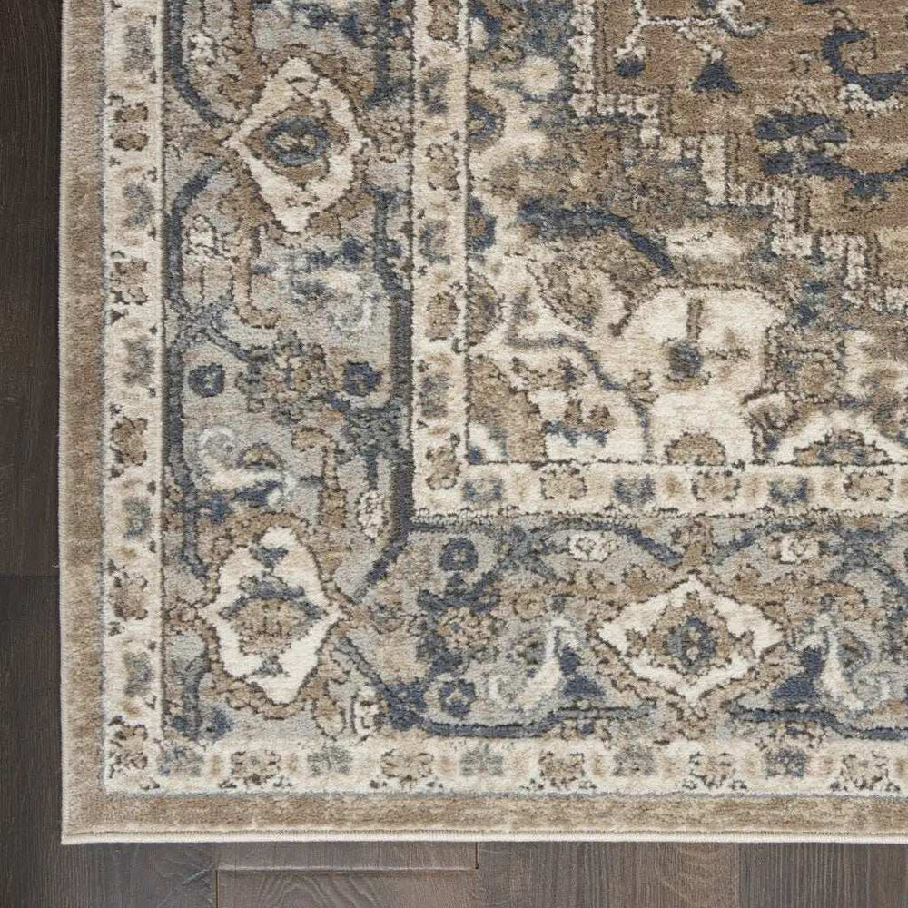 2' X 8' Beige And Grey Oriental Power Loom Non Skid Runner Rug - Homeroots - Flyclothing LLC