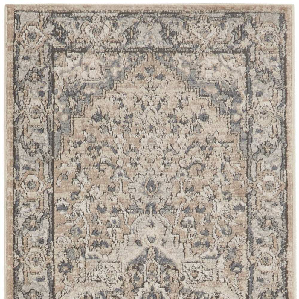 2' X 8' Beige And Grey Oriental Power Loom Non Skid Runner Rug - Homeroots - Flyclothing LLC