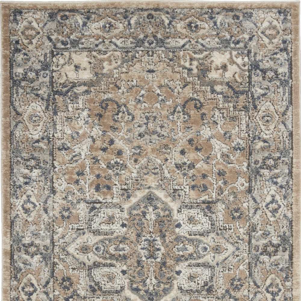 3' X 5' Beige And Grey Oriental Power Loom Non Skid Area Rug - Homeroots - Flyclothing LLC