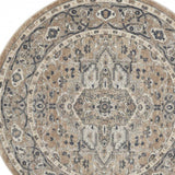 5' X 5' Beige And Grey Round Oriental Power Loom Non Skid Area Rug - Homeroots - Flyclothing LLC