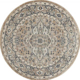 5' X 5' Beige And Grey Round Oriental Power Loom Non Skid Area Rug - Homeroots - Flyclothing LLC