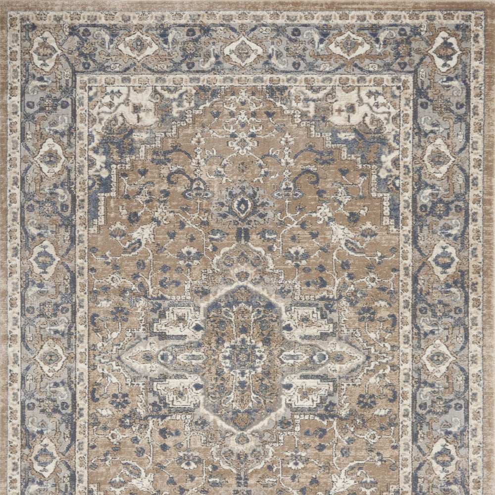 5' X 7' Beige And Grey Oriental Power Loom Non Skid Area Rug - Homeroots - Flyclothing LLC
