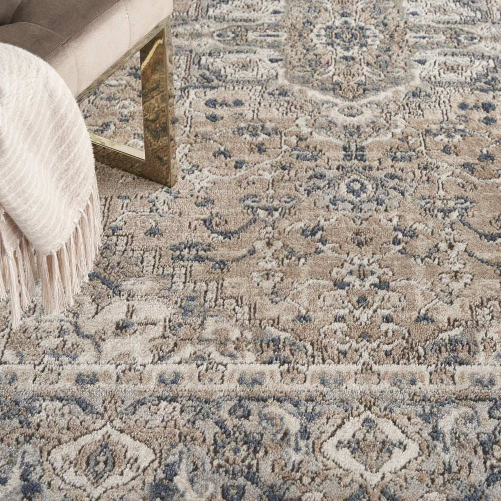 5' X 7' Beige And Grey Oriental Power Loom Non Skid Area Rug - Homeroots - Flyclothing LLC