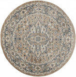 8' X 8' Beige And Grey Round Oriental Power Loom Non Skid Area Rug - Homeroots - Flyclothing LLC
