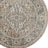 8' X 8' Beige And Grey Round Oriental Power Loom Non Skid Area Rug - Homeroots - Flyclothing LLC