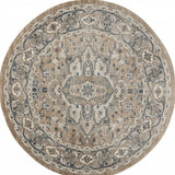 8' X 8' Beige And Grey Round Oriental Power Loom Non Skid Area Rug - Homeroots - Flyclothing LLC