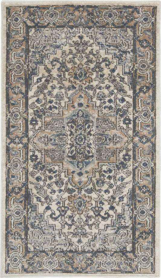 2' X 4' Ivory And Grey Oriental Non Skid Area Rug - Homeroots - Flyclothing LLC