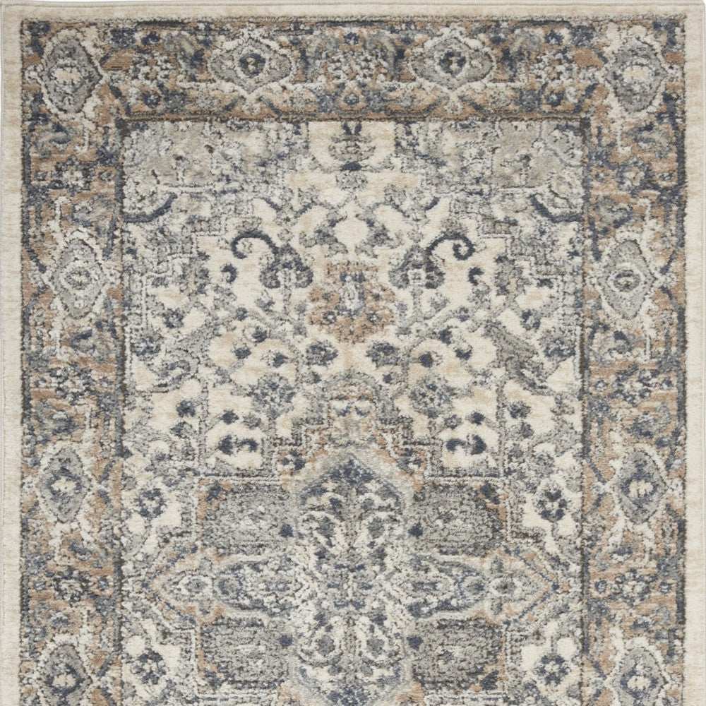 3' X 5' Ivory And Grey Oriental Power Loom Non Skid Area Rug - Homeroots - Flyclothing LLC