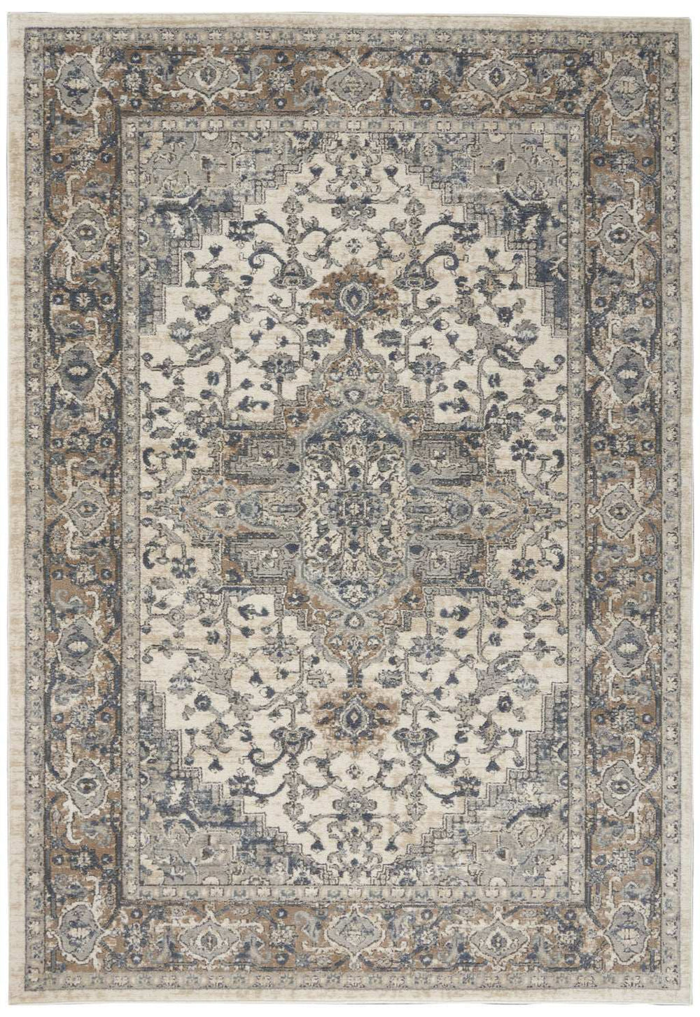 4' X 6' Ivory And Grey Oriental Power Loom Non Skid Area Rug - Homeroots - Flyclothing LLC