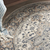 5' X 5' Ivory And Grey Round Oriental Non Skid Area Rug - Homeroots - Flyclothing LLC
