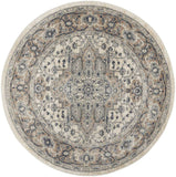 5' X 5' Ivory And Grey Round Oriental Non Skid Area Rug - Homeroots - Flyclothing LLC